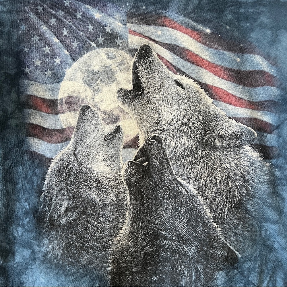 HOWLING WOLVES Collin Bogle American Flag Blue Tie Dye T-Shirt Mens Size Medium - Picture 2 of 5